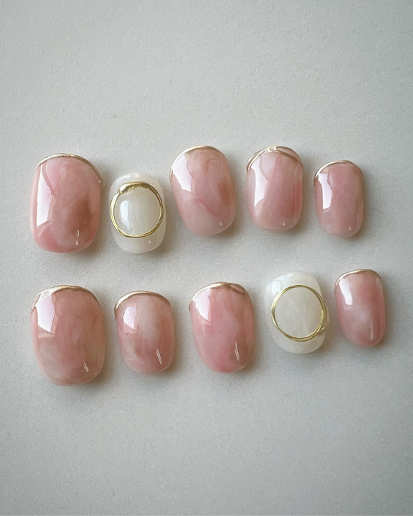 クリアピンク ベージュ ホワイト ニュアンスネイルチップ 桃 ネイル  