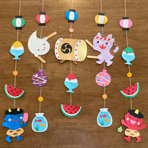 夏祭り おばけ 妖怪 夏 ガーランド 吊るし飾り 壁面 壁面飾り