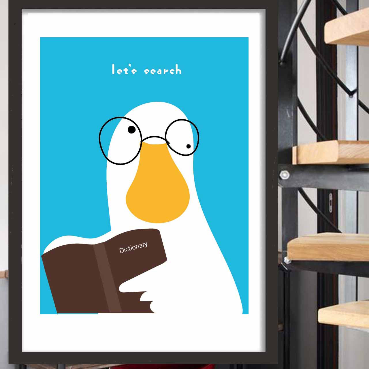 調べるアヒル　鳥　イラスト　ポスター　A4 A3 A2 A1　アートポスター　（アート/sei　新着順）検索　1679