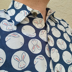 半袖和柄シャツ（兎紋様図） 4枚目の画像