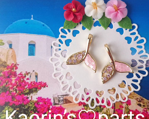 K18ピンクゴールド シグニティージルコニア チャーム　4mm 高品質☆K18GP☆ジルコニア☆ピンクのクジラのしっぽチャーム☆パーツ