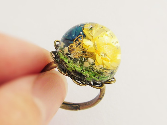 K18 ダイヤモンド お花と蝶々モチーフ リング 10号 Birth Flower