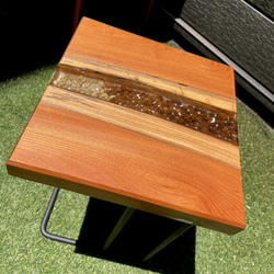 コーヒー豆を埋めたレジンテーブル　リバーテーブル　欅 3枚目の画像