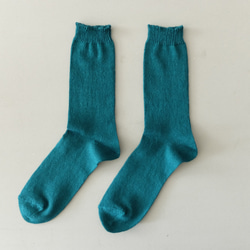 亞麻針織襪（翠綠）25-27cm 第1張的照片