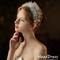 ウェディングヘッドドレス 髪飾り パール調ビーズ カチューシャ ブライダルアクセサリー 結婚式　5528/hd19120 2枚目の画像