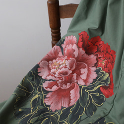 ⁑冬ＳＡＬＥ　手描き　満開に咲く芍薬　 フラップ　ラップパンツ　エプロン　巻きパンツ　ペンシルスカート 牡丹R25 3枚目の画像