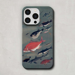 スマホケース / 伊藤 若冲「群魚図」 iPhone 全機種対応 鯛 鮪 日本画 和 和柄 浮世絵 絵画 レトロ 個性的 2枚目の画像