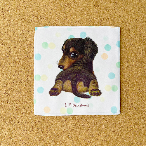 ダックスフンド／黒】ハンカチタオルラッピング対応プレゼントにも