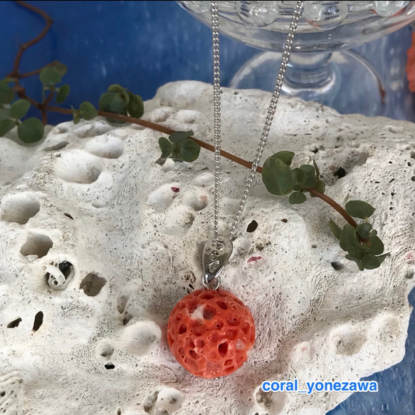 もも色珊瑚　す玉ペンダント　約15㎜玉　R50725Y1 20枚目の画像