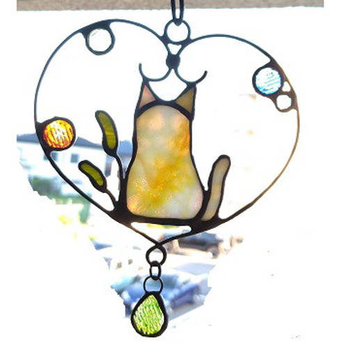 ステンドグラス・虹色猫 サンキャッチャー とまちるぅ 通販 16299532