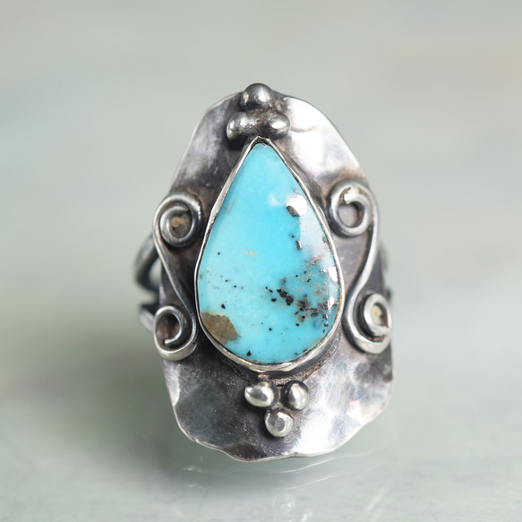 エメラルドマウンテンターコイズ シルバー925リング Lone Mt. silver Island ring 254 | ターコイズ・メンズシルバー