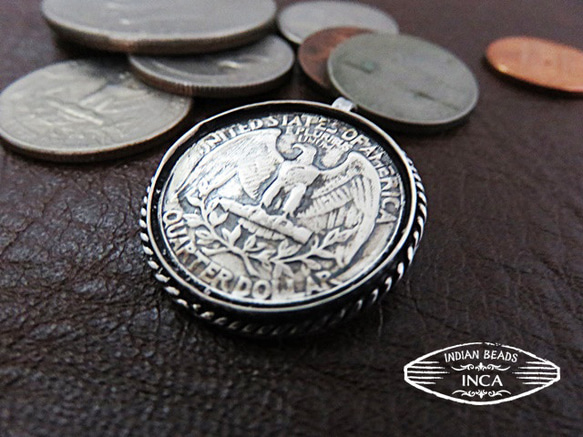 25セント コイン ペンダント シルバー925 インディアンジュエリー 銀貨