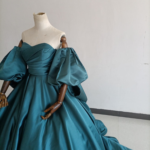 送料無料！ 人気上昇！ピーコックブルーカラードレス パーティードレス  