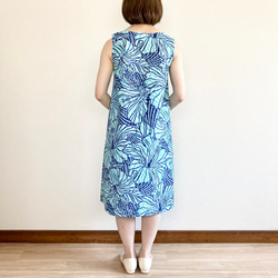 芙蓉喇叭洋裝 [S~3L] 藍色 x 紫色 第7張的照片