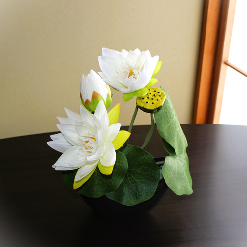 ハンドメイド 花 フラワー 木製 インテリア雑貨 アンティーク 蓮