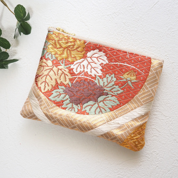 西陣織】小さめ着物帯リメイクポーチ137（一点物/伝統工芸/京都西陣