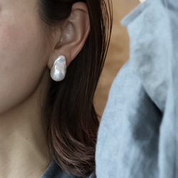 oyster pearl 14kgf・K18ピアス/イヤリング｜大粒バロック｜オイスターパール｜アレルギー対応 15枚目の画像