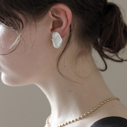 oyster pearl 14kgf・K18ピアス/イヤリング｜大粒バロック｜オイスターパール｜アレルギー対応 2枚目の画像