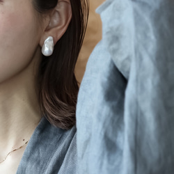 牡蠣珍珠 14kgf・K18 耳環/耳環 [Perle de blanc Jewelry] 第1張的照片
