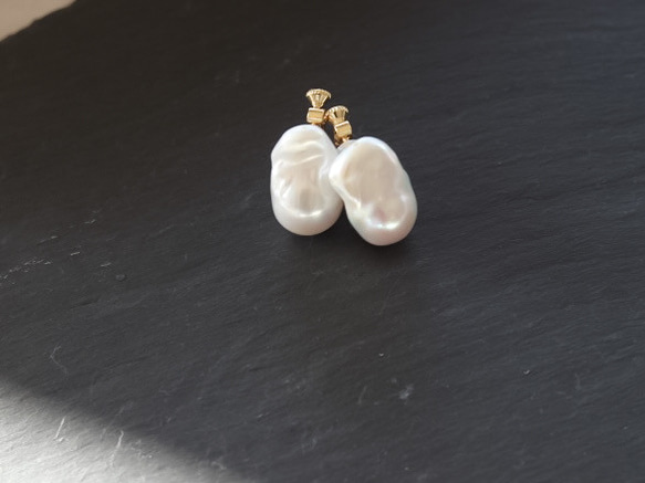 oyster pearl 14kgf・K18ピアス/イヤリング【Perle de blanc Jewelry】 3枚目の画像