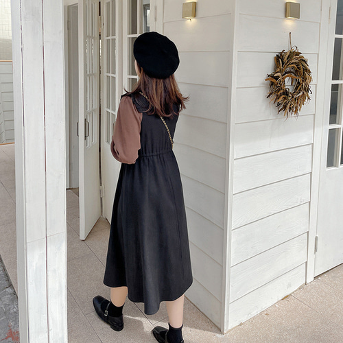 XL~5L ブラック ワンピース 菌衿付きロリータドレス大きいサイズ 秋冬
