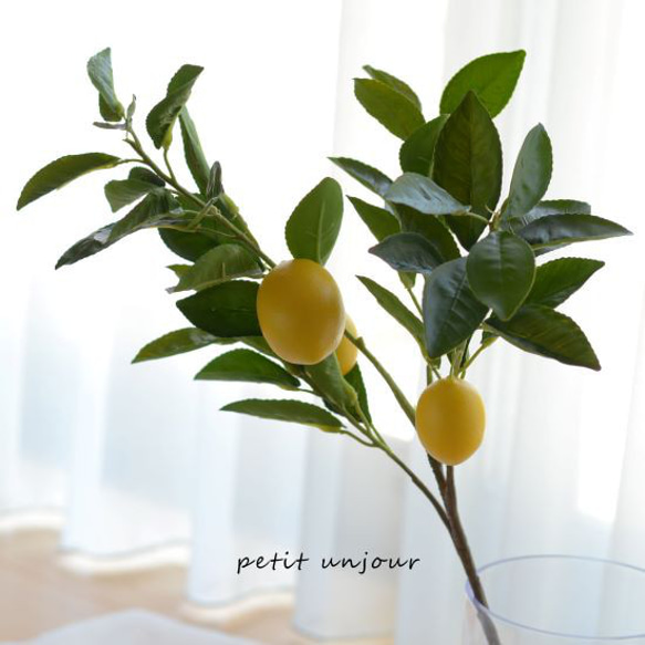 送料無料] フェイクグリーン レモンの小枝 アレンジ グリーン （+CT  