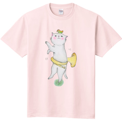 ホルン猫の半袖Ｔシャツ(ピンク) 1枚目の画像