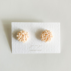 2way ピンクベージュのシンプル ビーズ刺繍 タッセル ピアス  (金属アレルギー対応ステンレス) 桜 春 11枚目の画像