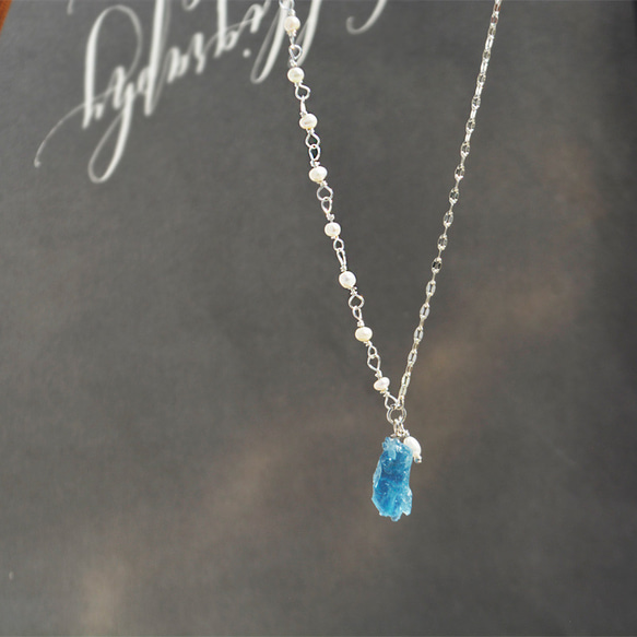 Pearl＆Aquamarine」淡水パールステーションチェーンとアクアマリン 