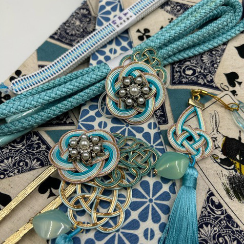 4267木綿半幅帯　不思議の国のアリス（トランプ柄） 豪華水引3点セット・帯締め 4561木綿半幅帯 不思議の国のアリス（トランプ柄） 豪華水引3点