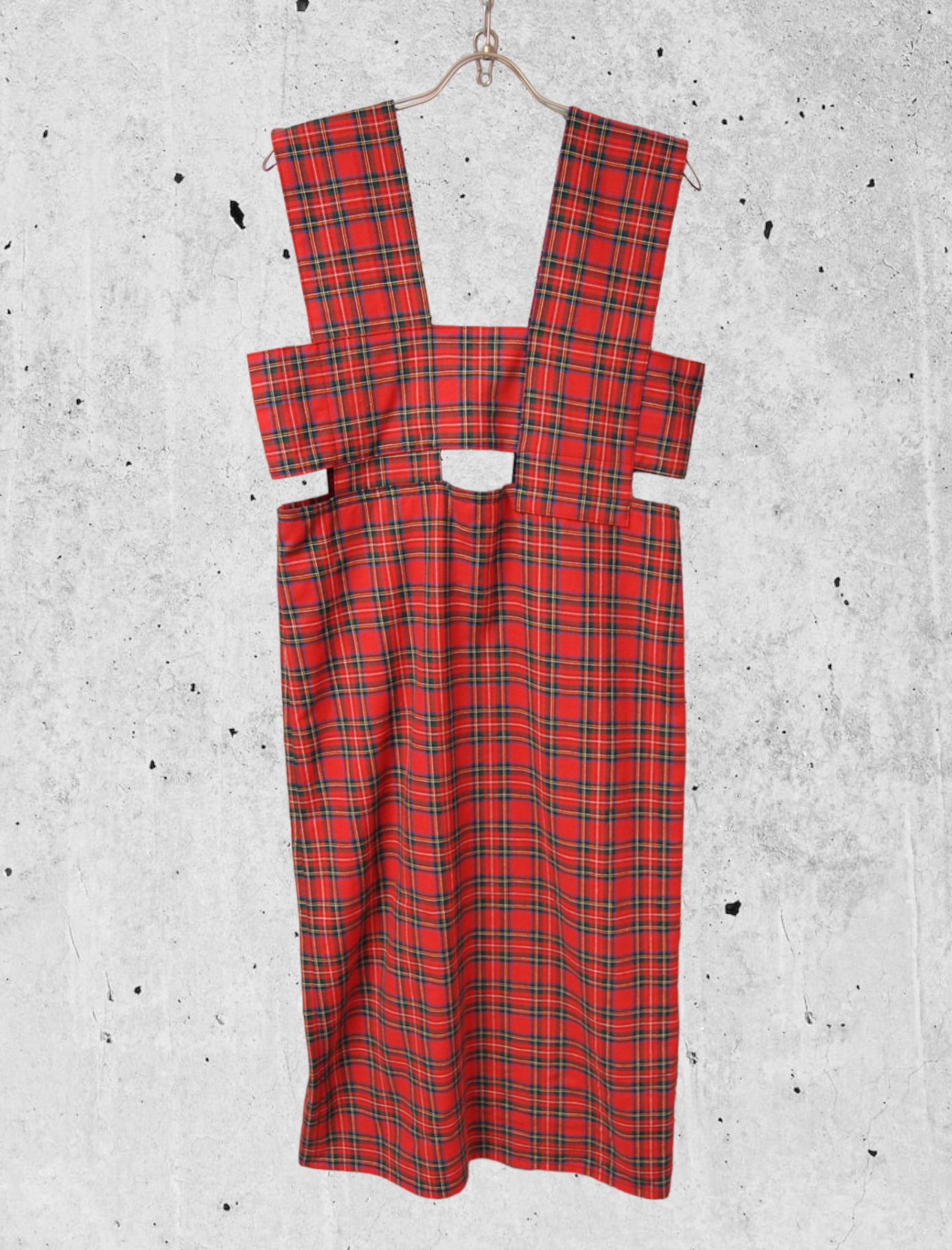 タータンチェック　変形　コットンワンピース:red