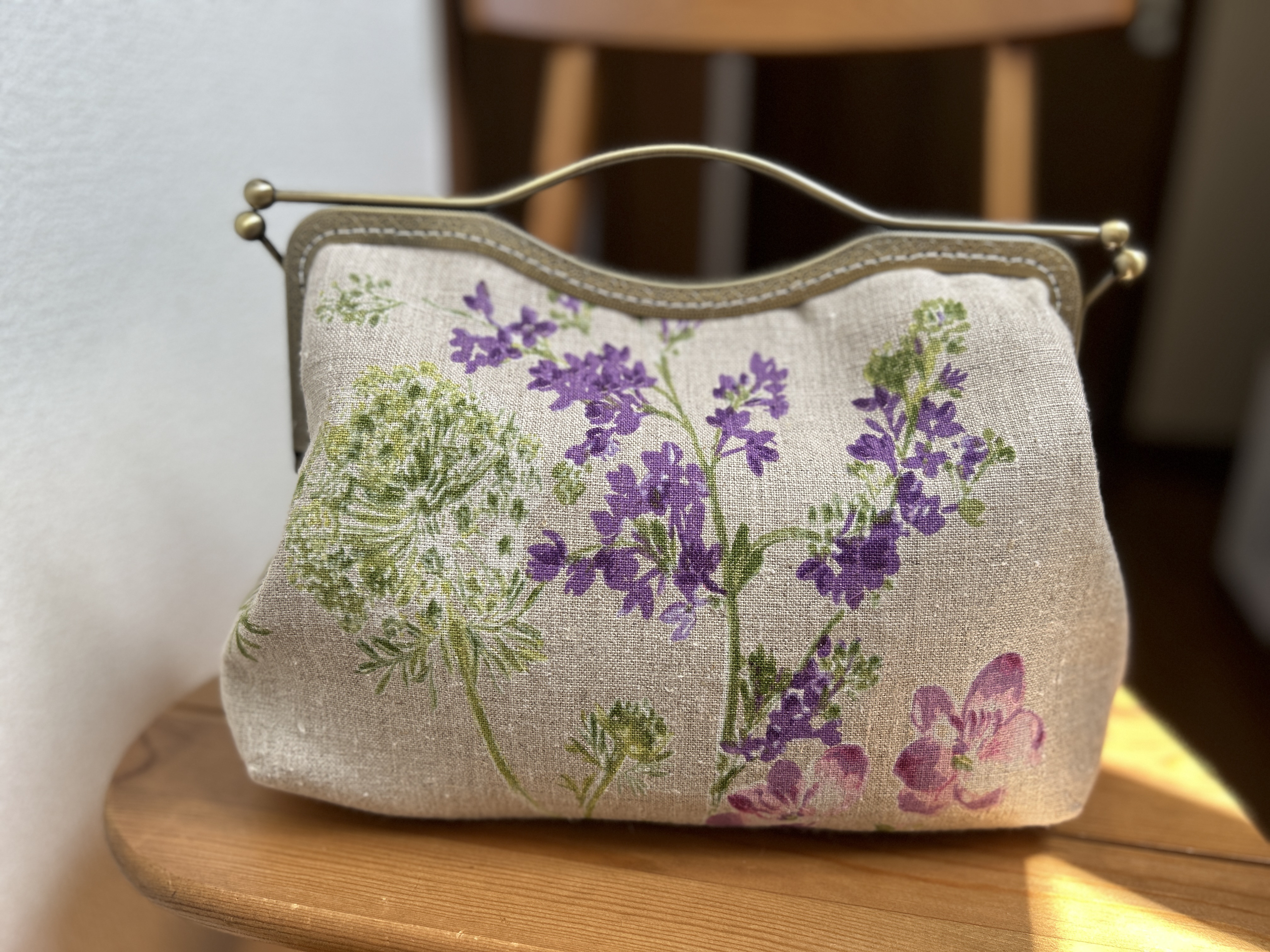 フランスリネン　STOF　がま口フレーム　2WAY　バッグ  No.73