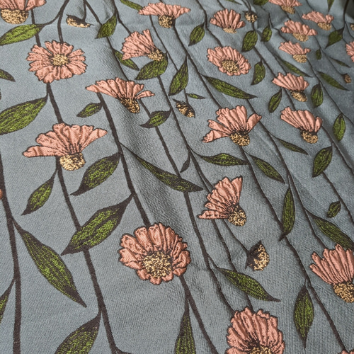 レトロ 花柄 布 ジャガード生地 厚手 シック 生地 creamsoda 通販  