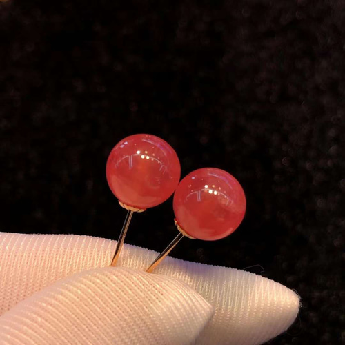 天然無処理　氷種　インカローズ ピアス　k18 8mm 天然無処理 氷種 インカローズ ピアス k18 ピアス（スタッド・一