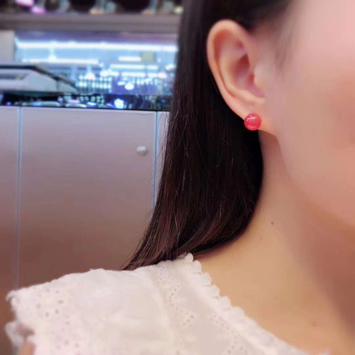 天然無処理　氷種　インカローズ ピアス　k18 8mm 天然無処理 氷種 インカローズ ピアス k18 ピアス（スタッド・一