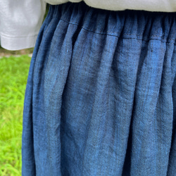 藍と柿渋重ね染めリネンスカート23065 5枚目の画像