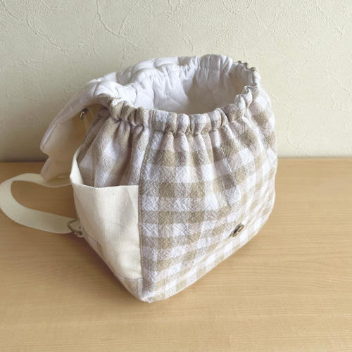 ベビーリュック 刺繍ネームタグ 一升餅 出産祝い ギンガムチェック  