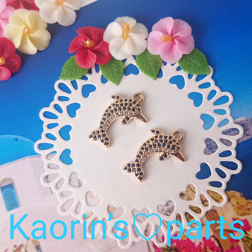 高品質☆K18GP☆ジルコニア☆可愛いイルカのチャーム☆パーツ チャーム