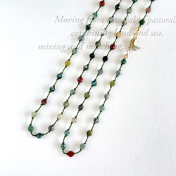 印度瑪瑙長項鍊秋綠（可改玻璃繩） 第4張的照片