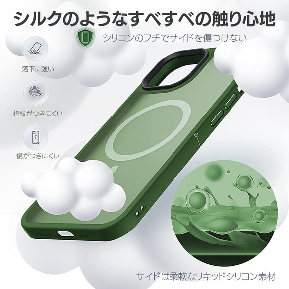 【MagSafe対応】MGJ スマホケース　カーキ　対応機種：iPhone14シリーズ　 7枚目の画像