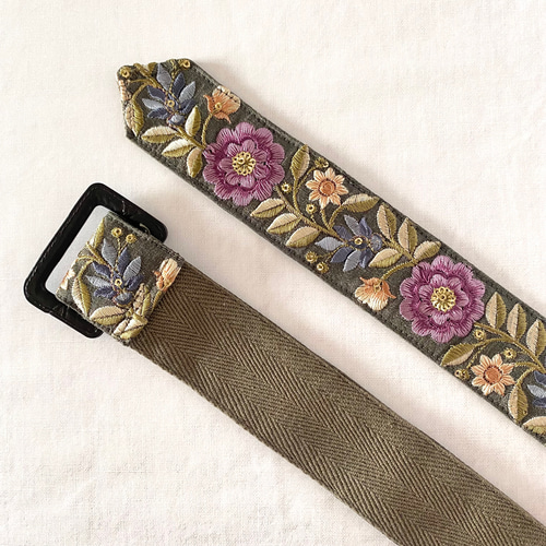 インド刺繍リボン ベルト カーキ その他ファッション雑貨 HOSHiC インド刺繍リボン ベルト カーキ その他ファッション雑貨 HOSHiC