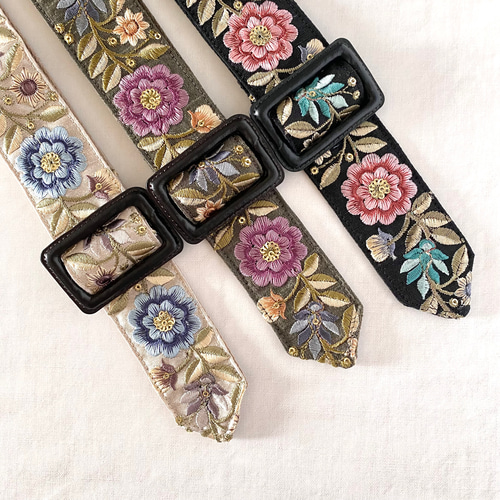 インド刺繍リボン ベルト カーキ その他ファッション雑貨 HOSHiC インド刺繍リボン ベルト カーキ その他ファッション雑貨 HOSHiC