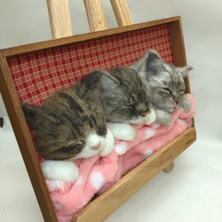 19500円→17400円値下げ中　３匹の仲良し猫ちゃんを一緒に♡ うとうとわんちゃん オーダーメイド　羊毛フェルト 2枚目の画像