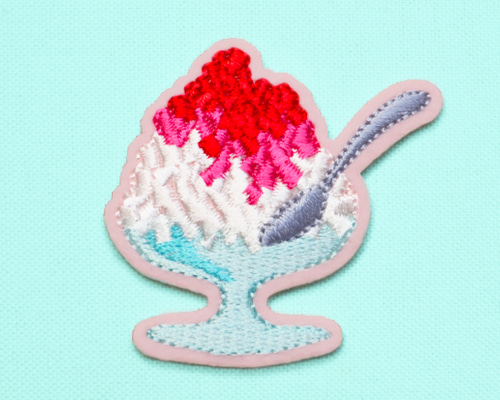 かき氷　くま　ワッペン　受注製作　刺繍 8d782344dfcf1da1e785138b1cb4e0