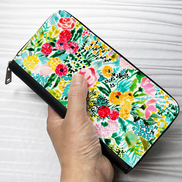 ★長財布 オリジナルオーダー財布【 春の花束】名入れもできます！　　 4枚目の画像