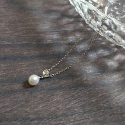 日本産あこや真珠】Silver925 一粒パール シルバーネックレス 6月