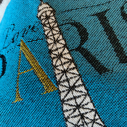 新柄入荷！SAFECO サフェコ！『フランス輸入　高級ジャガード織　パリス柄　ブルー地』～パネル生地　48㎝×48cm～ 4枚目の画像