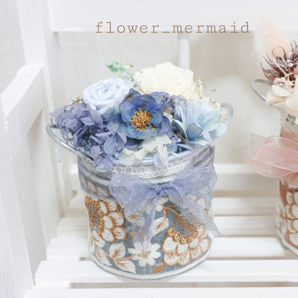 NEW❁インド刺繍リボンフラワープランター インテリア雑貨 アーティ