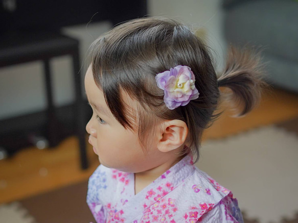 可愛さキュンキュン♡ヘアクリップ❁あじさい❁　ヘアクリップ　髪飾り　浴衣　七五三　発表会　卒業式　お揃いコーデ　アジサイ 1枚目の画像