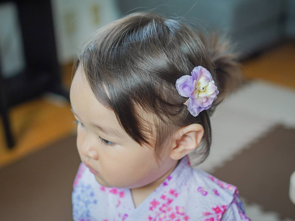 可愛さキュンキュン♡ヘアクリップ❁あじさい❁　ヘアクリップ　髪飾り　浴衣　七五三　発表会　卒業式　お揃いコーデ　アジサイ 12枚目の画像